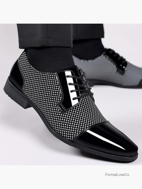 Patent Tuxedo Dress Shoes Classic Lace-up Formal Oxfords Business
